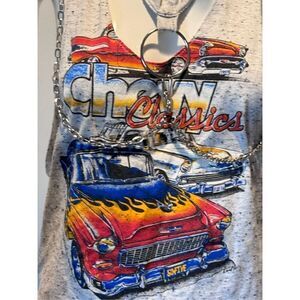 Furst of A Kind vintage car racing chain detail tank top